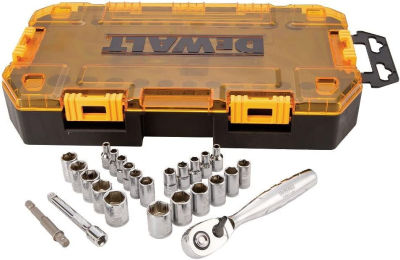 DEWALT Drive Socket Set, SAE/Metric, 1/4-Inch Drive, 25-Piece (DWMT73805)