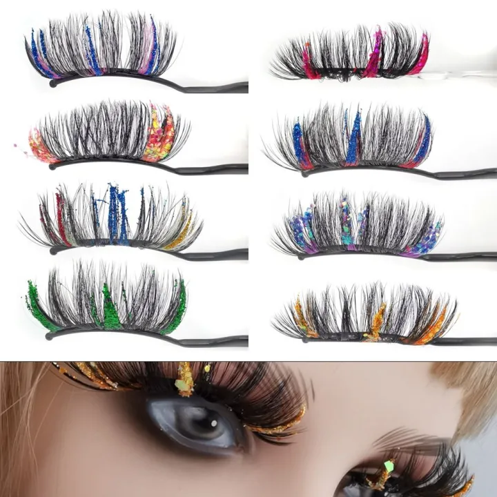 【COD+IN STOCK+จัดส่งที่รวดเร็ว】สีสันยาวมิงค์ขนตาปลอม DIY แต่งหน้า ...
