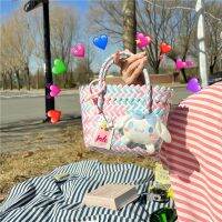 【MAY】 Summer childrens handbag trendy cute candy-colored woven vegetable basket straw bag foreign style girl seaside beach bag