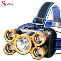 ไฟหน้า5led SD ชาร์จ Usb ได้สว่างมากไฟตกปลาแสงแรงสำหรับออกค่ายกลางแจ้งตกปลา