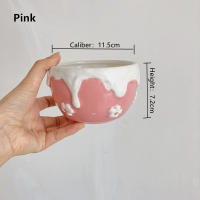 Cuife Nordic Ins Cute Cream Pink Small Ceramic Bowl Decorative Breakfast Nack Fruit Bowl Kitchen Rice Noodle Soup Ramen Bowl