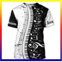 Piano Key Pattern การพิมพ์ 3D ฤดูร้อนชาย O คอเสื้อยืดลำลองแขนสั้นบวกขนาดจัมเปอร์เสื้อยืดแฟชั่นเสื้อผ้าผู้ชายด้านบน XS-5XL