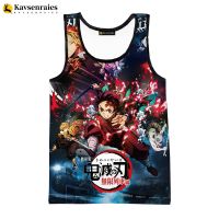 hot【DT】 Demon Slayer 2023 New Anime Printed Polyester Men Hip Hop Streetwear Sleeveless Shirts