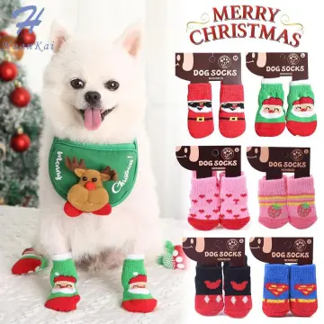 4pcs Warm Puppy Dog Socks Soft Pet Knits Socks Cute Cartoon Anti Slip Socks  Warm Puppy Dog Shoes Small Medium Dogs Pet Product