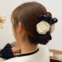 Advanced Elegant Camellia Flower Bow Hair Claws Clip Bows Knot French pin Back   Accessories for Women