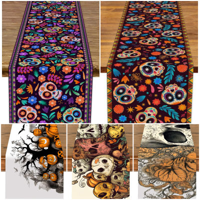 Flowers Table Runner Decor Dining Table Table Decoration Skull Table Mat Table Mat Halloween Decoration
