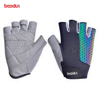 Boodun Bolton/ถุงมือจักรยานกลางแจ้งใหม่พาดลำตัว + ซูเปอร์ไฟเบอร์สีสันสดใสถุงมือขี่จักรยานทนทาน