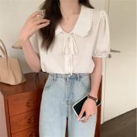 Summer Womens 2023 new French chic sweet short top doll collar puff short sleeve ins small shirt