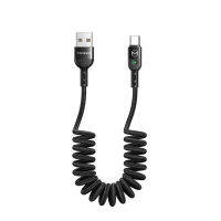 Mcdodo Quick Charge QC 4.0 USB C Charging Data Coiled Cable Nylon Braided LED, Anti Winding Cable, Compatible with Samsung Galaxy