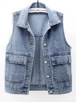 【HOT】♦❣⊕ and summer new denim vest womens short Korean version loose versatile large pocket sleeveless jacket waistcoat