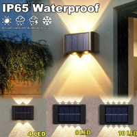 16/12/10/8/6/4/2 LED Solar Wall Lamp Outdoor Waterproof Up and Down Luminous Lighting for Garden Fence Decoration Sunlight Light