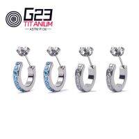 hotx【DT】 1 ASTM F136 Titanium Sterling Sheel Stud Crystals Ear Piercing Womens Jewelry