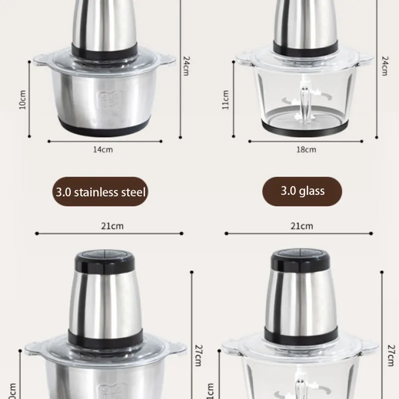 Homeasy Meat Grinder, Food Chopper 2L Stainless Steel Food Processor for  Meat, Vegetables, Fruits and Nuts, Stainless Steel Bowl and 4 Sharp Blades