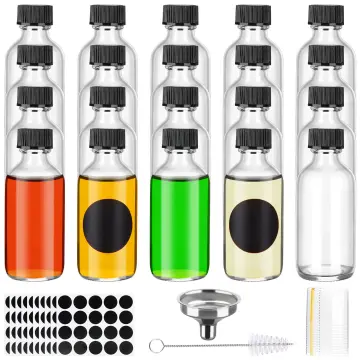 10 PCS Clear Glass Bottles with Lids Boston Round Sample Bottles for Juice  Ginger Shots Oils Whiskey Liquids Mini Travel Bottle