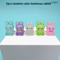 ?[xingtu] 5pcs Miniature Luminous Cartoon กระต่ายน่ารักเรซิ่นเครื่องประดับรถตกแต่งบ้าน