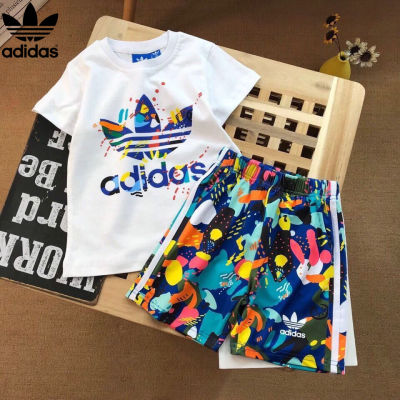 Original High-quality Trendy Brand AdidasˉNEW Childrens Short Sleeve T-shirt Cotton Childrens Small and Medium Sized Men and Womens New Fashion 2023