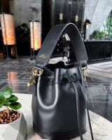 Miel Leather Capri Bucket Bag Black Pudding