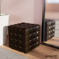 RINA HEY JAZZ เก้าอี้สตูล หุ้มหนังสังเคราะห์ STOOLS OTTOMANS W36 x D36 x H38 cm – สี น้ำตาลเข้ม