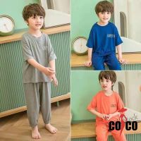 【Ready Stock】 ▤ C22 Boys Homewear Suit Childrens Pajamas Summer Clothes Thin Style 2023 New Baby Medium Big Children Air Conditioning