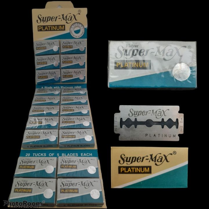 Super-Max (PLATINUM)ใบมีด AA0 บรรจุแพคละ 20 กล่อง กล่องละ 5 ใบ