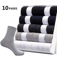 10pairs/ Mens Socks Polyester Cotton Middle Tube Socks Summer Thin Solid Color Breathable Business Mens Socks Men DropShipping Socks