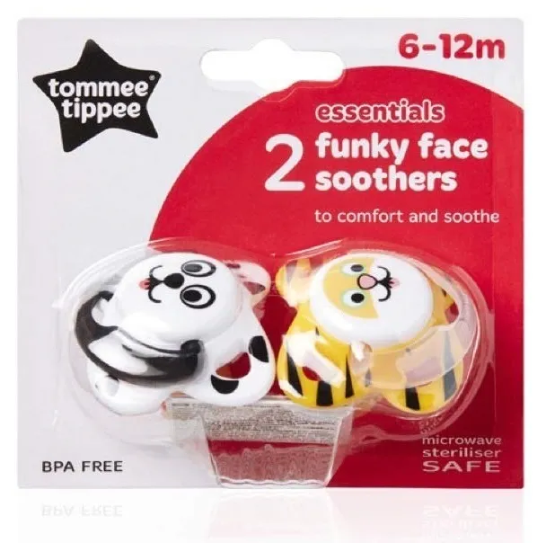 Tommee Tippee Essentials 612m "Funky Face" orthodontic soothers