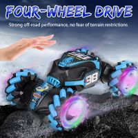 800mAh 4WD RC RC Stunt Car Remote Control 360 Degree Flips With LED Light Gesture Induction Deformation Twisting Car Toys New 3in1