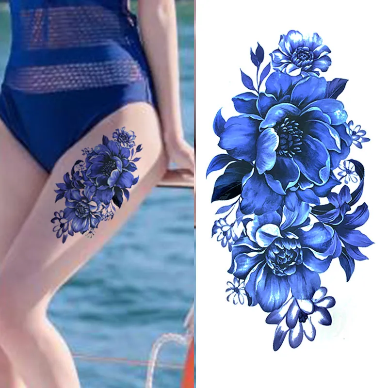New Color Tattoo Sticker Waterproof Women's Long-Lasting Scar Covering Simulation Rose Leg Abdomen Blue Big Flower | Lazada PH New Color Tattoo Sticker Waterproof Women's Long-Lasting Scar Covering Simulation Rose Leg Abdomen Blue Big Flower | Lazada PH