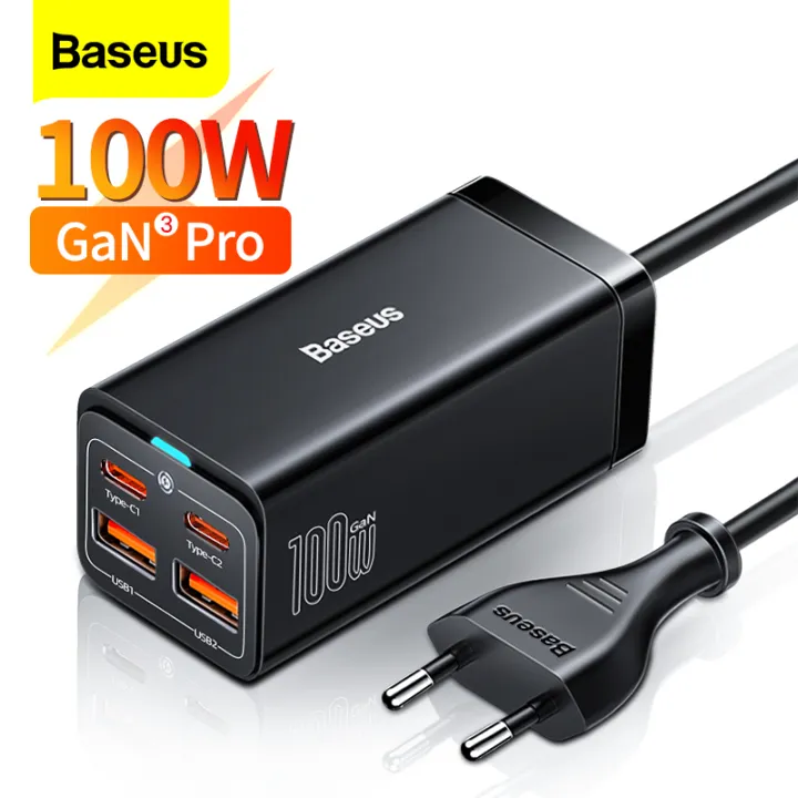 Baseus 100W GaN3 Pro Desktop Charger QC 3.0 PD 4.0 Fast Charger For iPhone 14 13 12 Pro Max USB Type C Fast Charging Station For MacBook Laptop Xiaomi Samsung