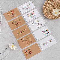 VV4K 30PCS Gift Blank Postcard Wedding Party Festival Thank You Cards Rainbow Color Letters Greeting Card White/Kraft Paper Label