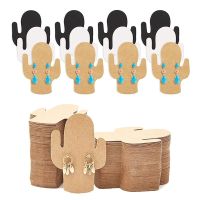 ✖﹍ 50pcs/lot Earring Display Cards Blank Cactus Shape Kraft Paper Tags for DIY Jewelry Ear Studs Earring Packaging Retail Cardboard