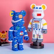 Combo 2 Lego Gấu Bearbrick 36cm Có Ngăn Kéo Đèn Búa Mô Hình Lắp Ráp 3d