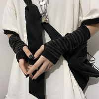 ยาว Fingerless ถุงมือหญิงสาวข้อมือข้อศอกความร้อนถุงมือมือแขนอุ่นถักข้อศอกถุงมืออะนิเมะแขนแขนนวม