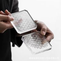 [COD] Japanese-style glass coaster heat insulation pad non-slip glazed tea ceremony kung fu set mat saucer