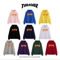 THRASHER new loose flame classic yellow flame print casual long-sleeved hooded sweater for men and women