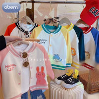 Oberni Jaket Baseball ผ้าฟลีซสำหรับเด็ก,เสื้อคาร์ดิแกนแขนยาวลายการ์ตูนน่ารักสำหรับเด็กชายและเด็กหญิง