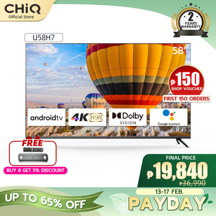 CHiQ U58H7 58 Inch Smart TV 4K UHD Android 4K Smart Ultra HD LED TV ...