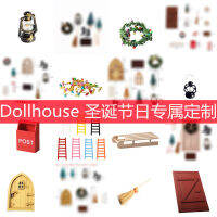 [COD]Dollhouse1:12 โมเดลบ้านตุ๊กตา หมวกถักนิตติ้งขนาดเล็กหมวกคริสต์มาสยืดของขวัญพร้อมผ้าพันคอแบบ