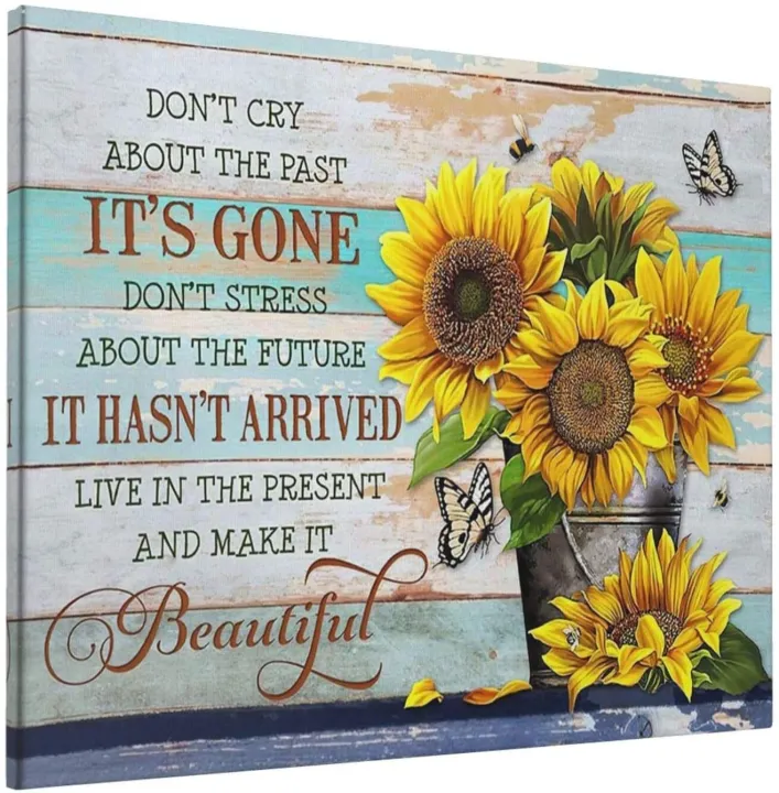 Inspirational sunflower Wall Art Decor Beautiful Motivational Quote  Paintings Canvas Framed Wall Art For Living Room Ready To Hang Home  Decoration Bedroom Kitchen Office x Funny Gifts | Lazada PH