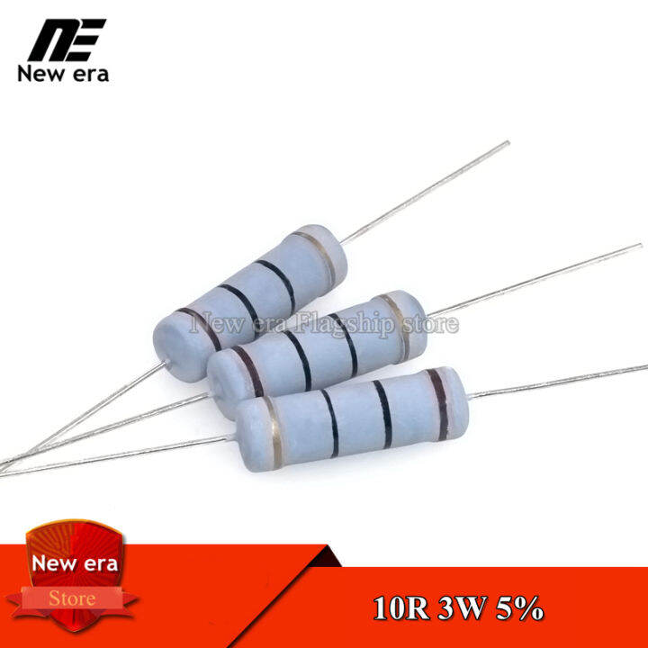 10ชิ้นตัวต้านทานแบบฟิล์มคาร์บอน10ohm 10R 3W 5% ตัวต้านทาน | Lazada.co.th