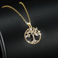 18K Gold Plated Round Tree of Life Pendant Necklaces For Women Exquisite Unique Wedding Anniversary Banquet Necklace Jewelry Headbands