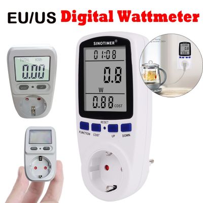 220V Digital Wattmeter AC EU Power Meter LCD Electricy Consumption Meter Socket Wattage Kwh Energy Meter FR US Power Analyzer
