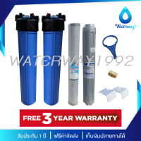 AQUATEK USA เครื่องกรองน้ำใช้ 2 ขั้นตอน เกลียว 1/2 นิ้ว (4 หุน) พร้อมไส้กรองน้ำ CO/RS ขนาด 20 นิ้ว 1 ชุด คุณภาพสูง จัดส่งฟรี รับประกัน 3 ปี