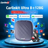 Carlinkit แอนดรอยด์12กล่องทีวี Netflix Iptv,Spotify Wireless CarPlay Android Auto Ultra 8 + 128G QCM665 4G LTE GPS Play Store