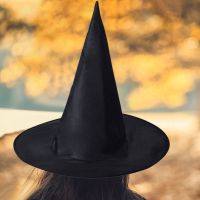 Halloween Black Witch Hat Cosplay Witch Cap with LED Lights Glowing Witch Hat Decorations for Home Outdoor for Party Masquerade