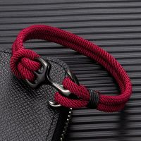 【NOV】 MKENDN Anchor Bracelets Men Double strand Nautical Survival Rope Paracord Bracelet Women Black Stainless Steel Sport Buckle