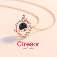 Ctresor Necklace สร้อยคอ ดาวเคราะห์สีน้ำเงิน พระคุณ สร้อยคอผู้หญิง สร้อย