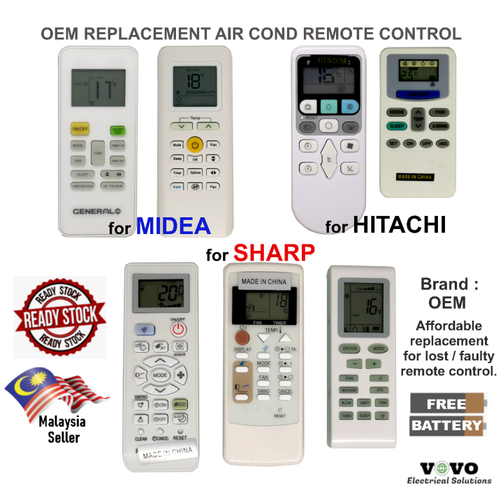 HITACHI MIDEA SHARP A/C Air Cond Replacement Remote Control | Lazada