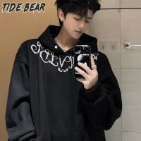 TIDE BEAR สไตล์หลวมสเวตเชิ้ตมีฮู้ดสำหรับผู้ชาย,เสื้อมีฮู้ดสไตล์เรียบง่ายเสื้อลำลองวัยรุ่น