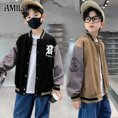 เสื้อแจ็กเก็ตปกคอพับของเด็กผู้ชาย,เสื้อแจ็กเก็ตเด็กผู้ชายใหม่สไตล์ญี่ปุ่นเรียบง่ายลำลอง AMILA
